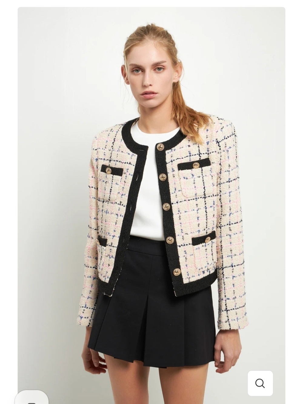 NWT English Factory Tweed Blazer Jacket With Gold Buttons
